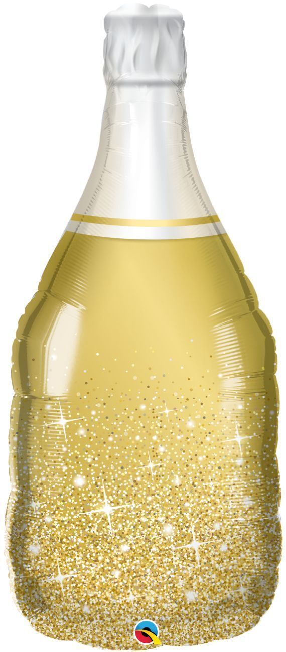 Foil Balloon Golden Bubbly Wine Bottle 39in