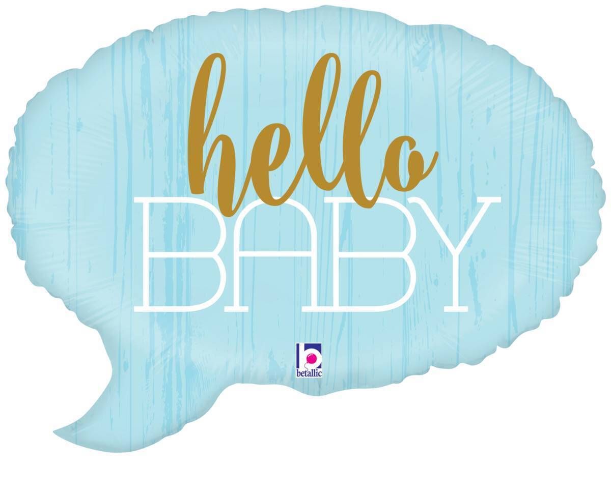 Foil Balloon Hello Baby Blue Shape 24in