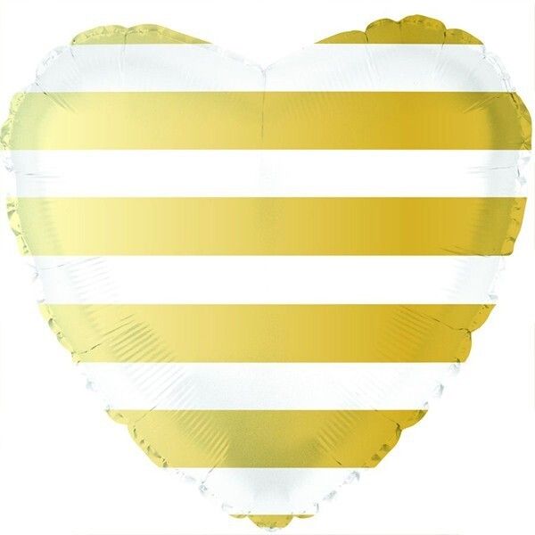 Foil Balloon Heart Gold Stripes 18in