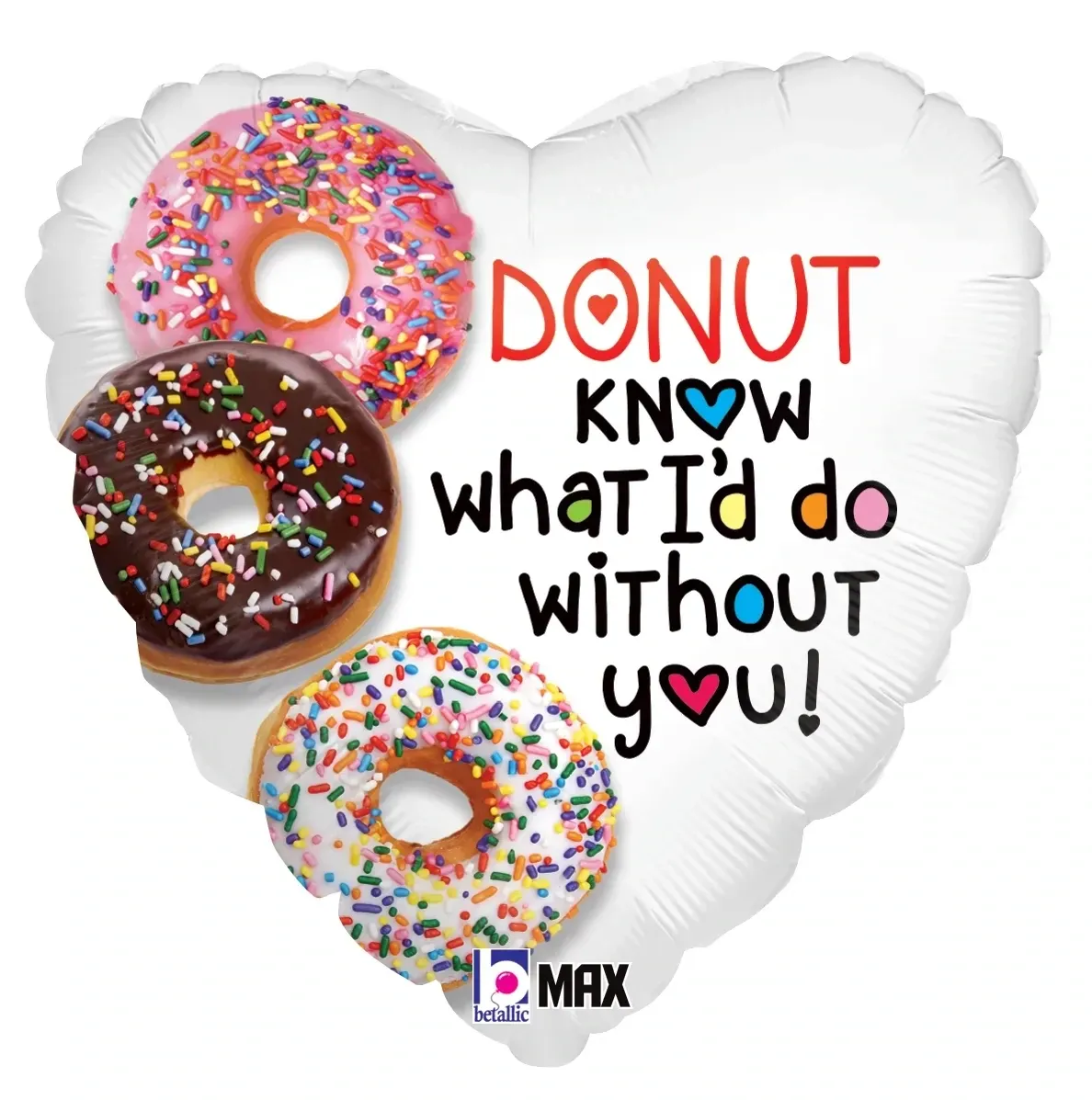 Foil Balloon Donut Know Love Heart Max Float 18in