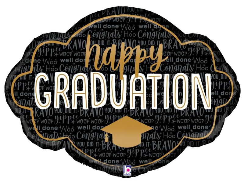 Foil Balloon Happy Graduation Frame Shape 36in