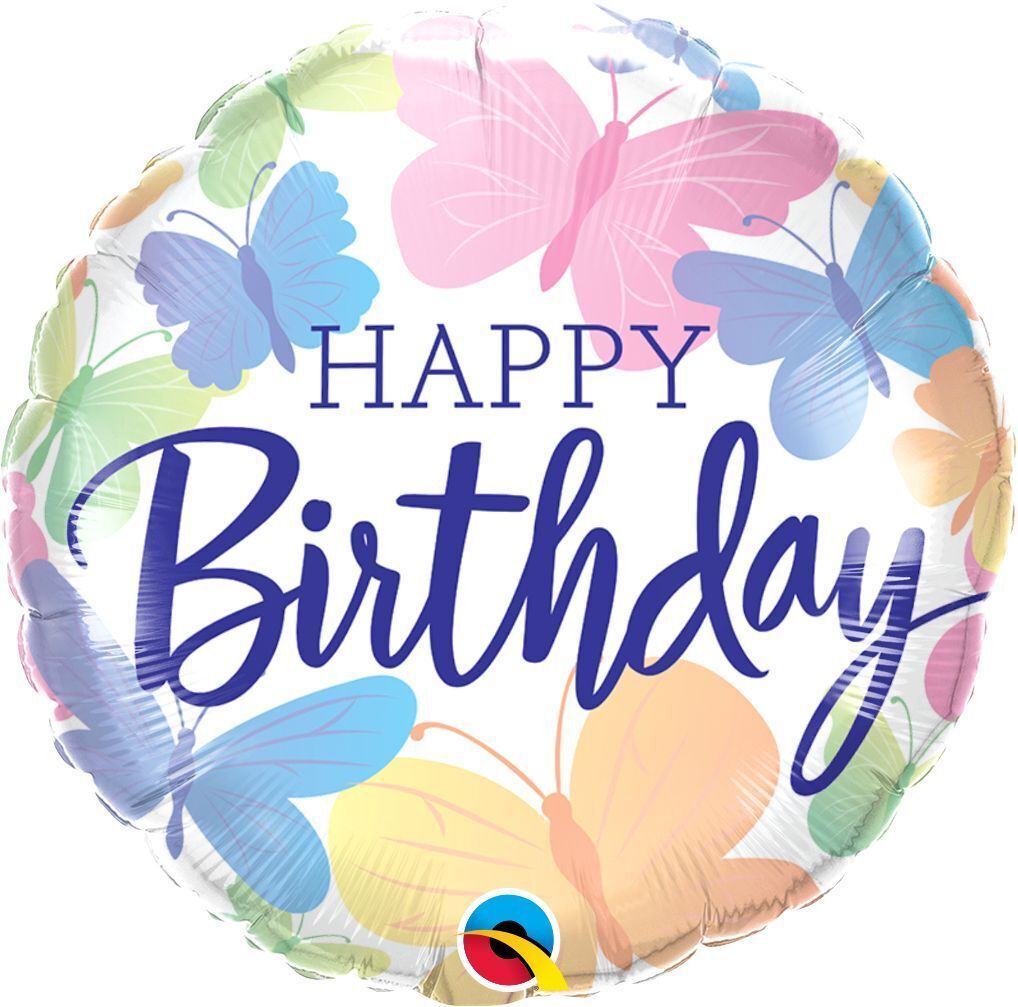 Foil Balloon Round Birthday Beautiful Butterflies 18in