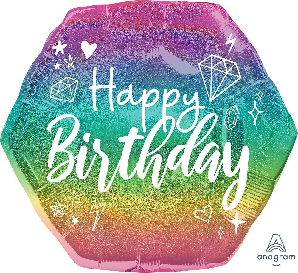 Foil Balloon Sparkle Birthday Holographic 23in