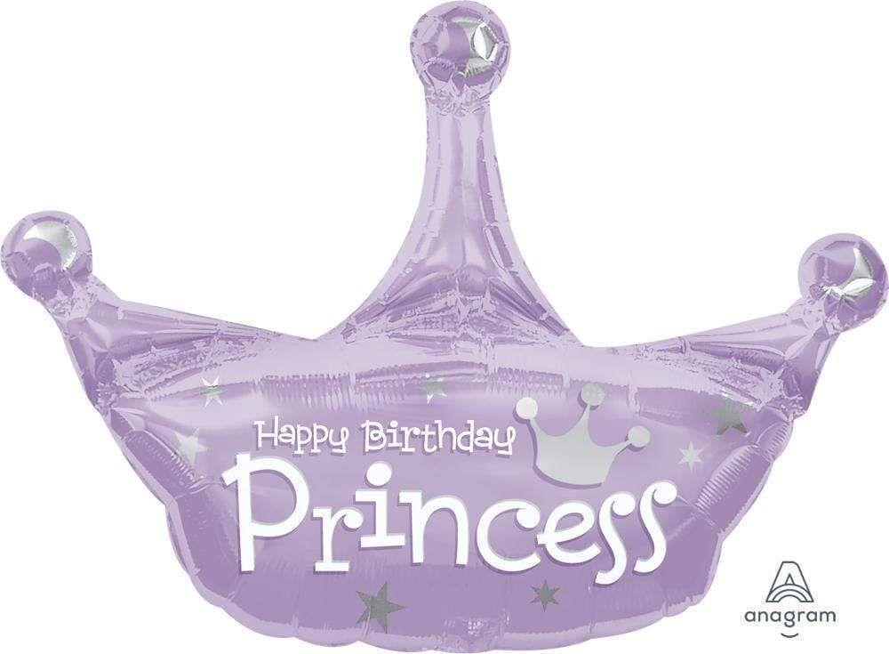 Foil balloon Birthday Princess Crown 34in
