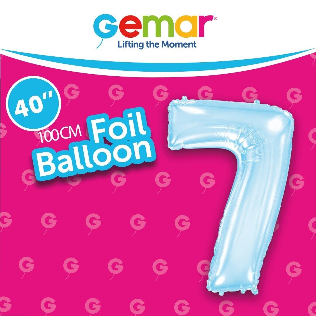Foil Balloon Number 7 Pastel Blue 40in