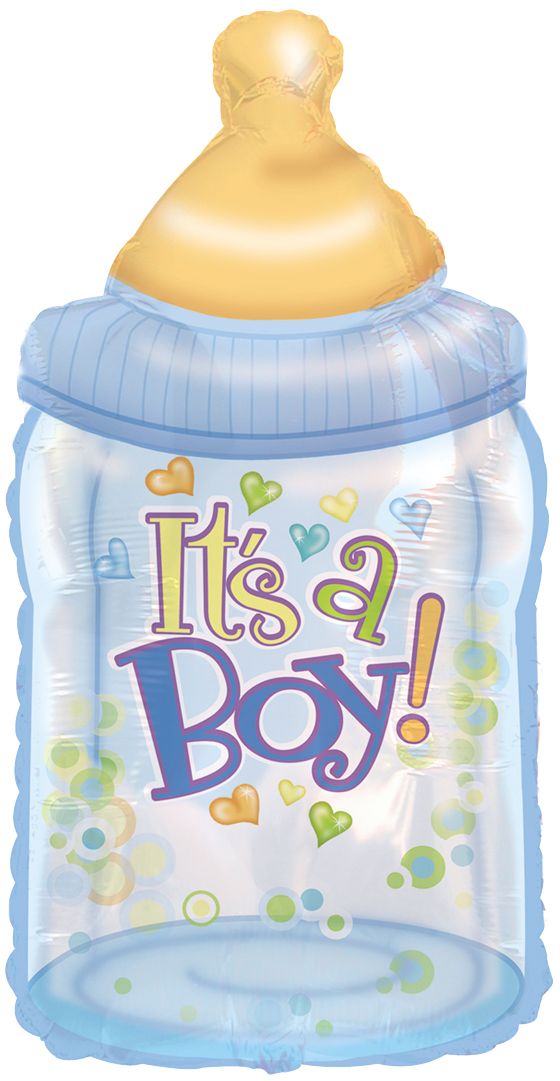 Foil Balloon Baby Boy Bottle Shape 34in