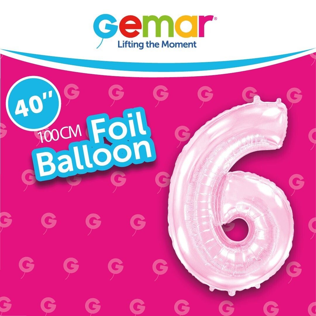 Foil Balloon Number 6 Pastel Pink 40in