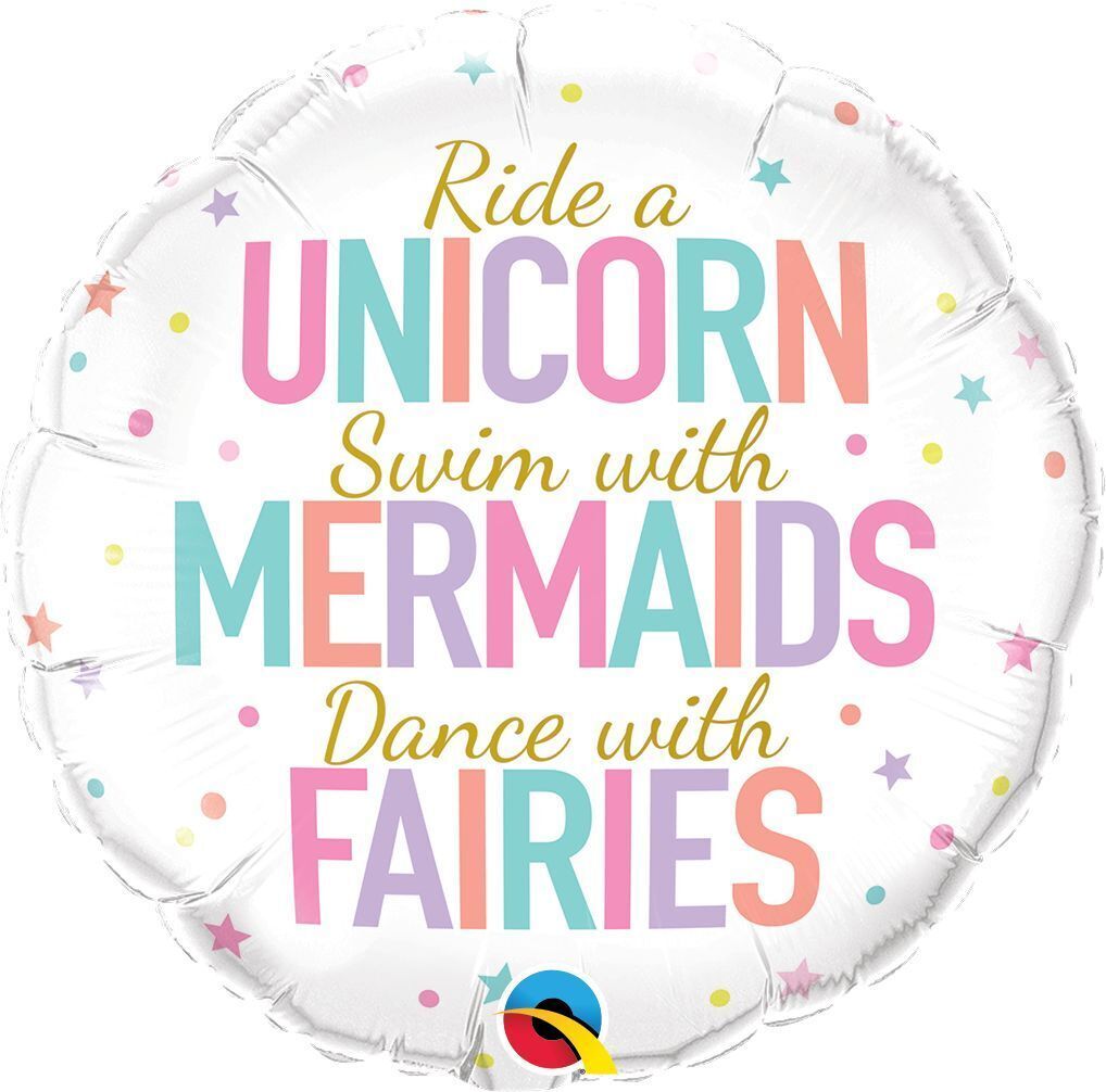 Foil Balloon Round Unicorn/Mermaids/Fairies 18in