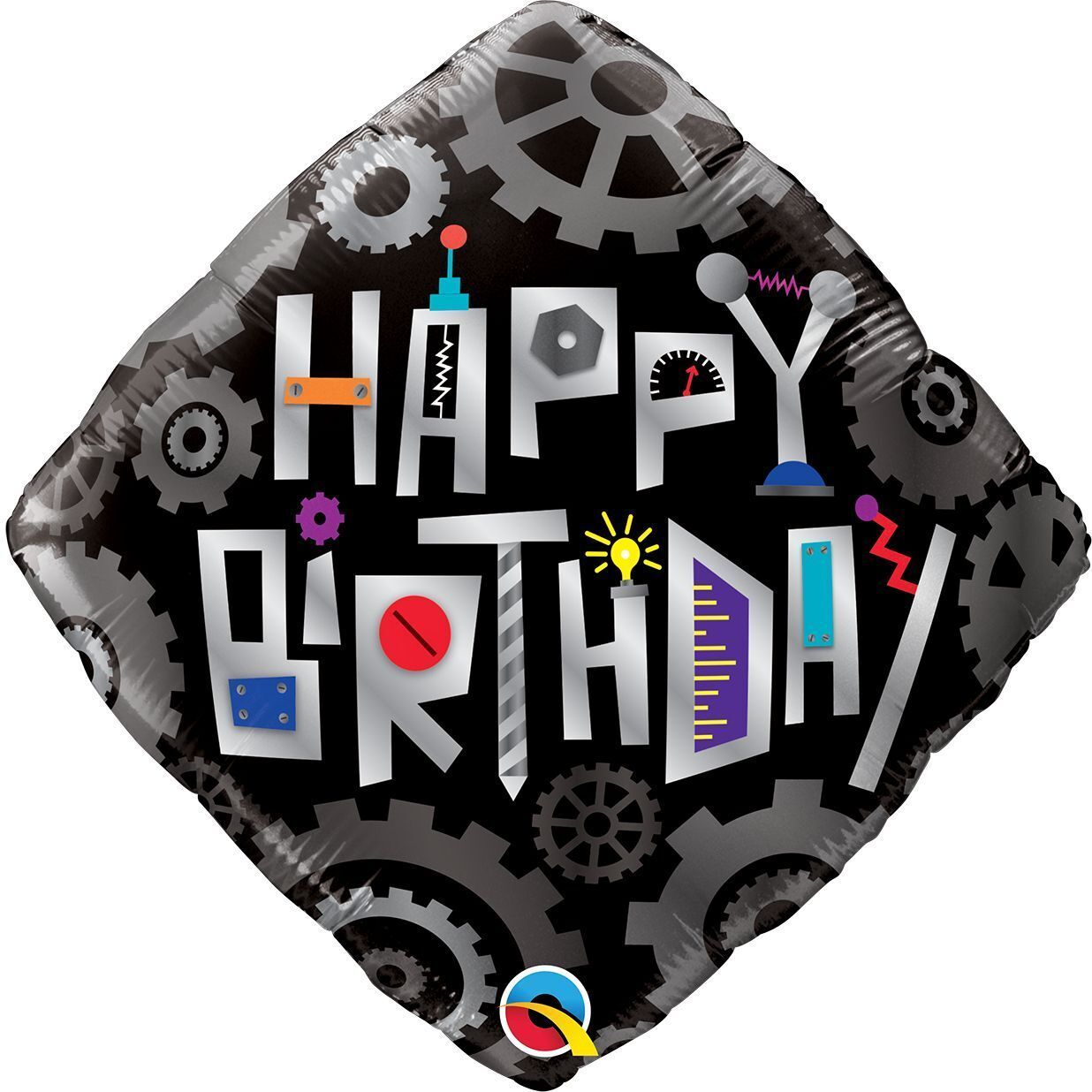 Foil Balloon Birthday Robot Cogwheels 18in