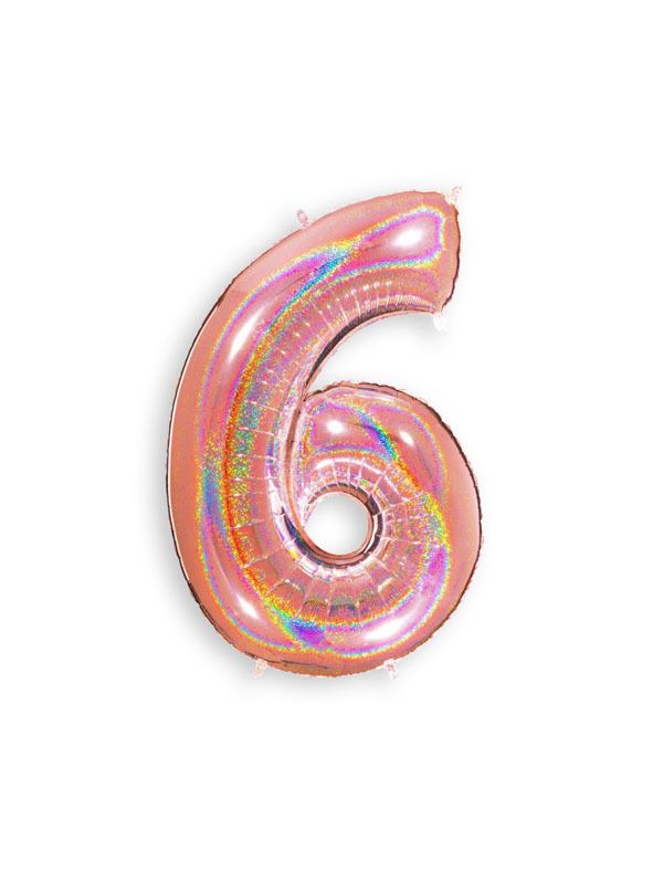 Foil Balloon Number 6 Rose Gold 34in