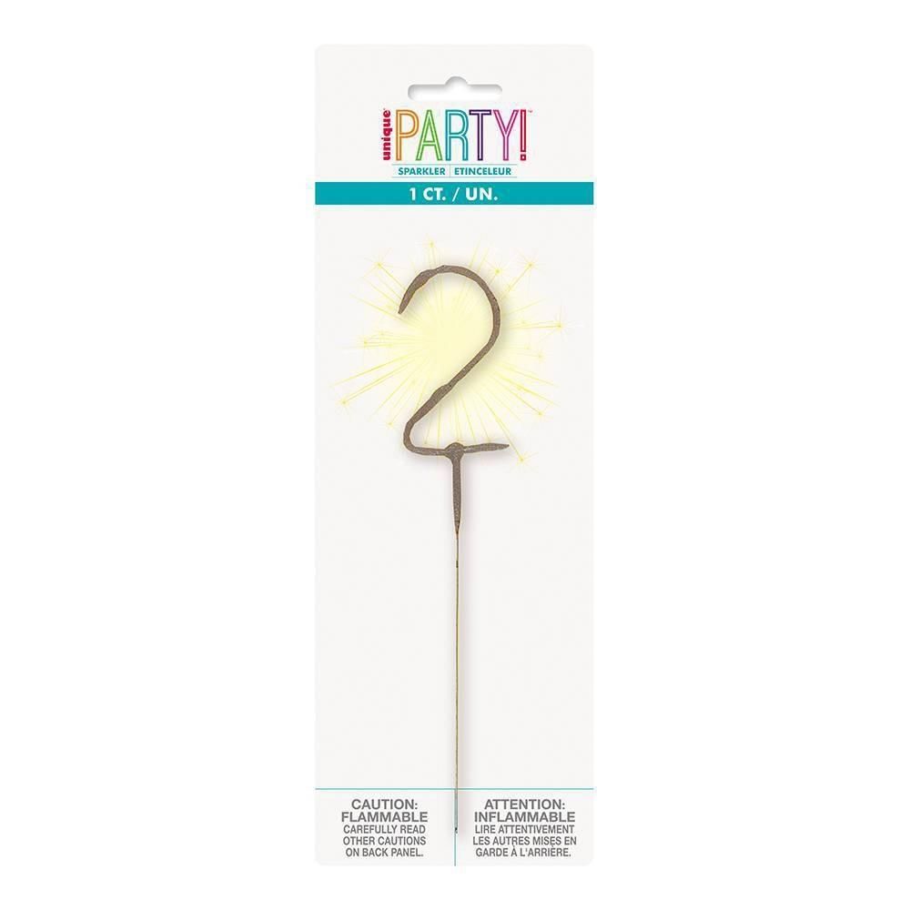 Number 2 Sparkler Flame Cake Candle
