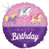 Loftus International B3-6699 18 in. Carousel Birthday Glitter Holographic Balloon