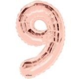 Giant Rose Gold Number 9 Foil Balloon 34