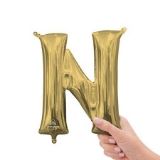 16 Inch Letter N - Anagram - White Gold (Air-Fill Only) Foil Mylar Balloon