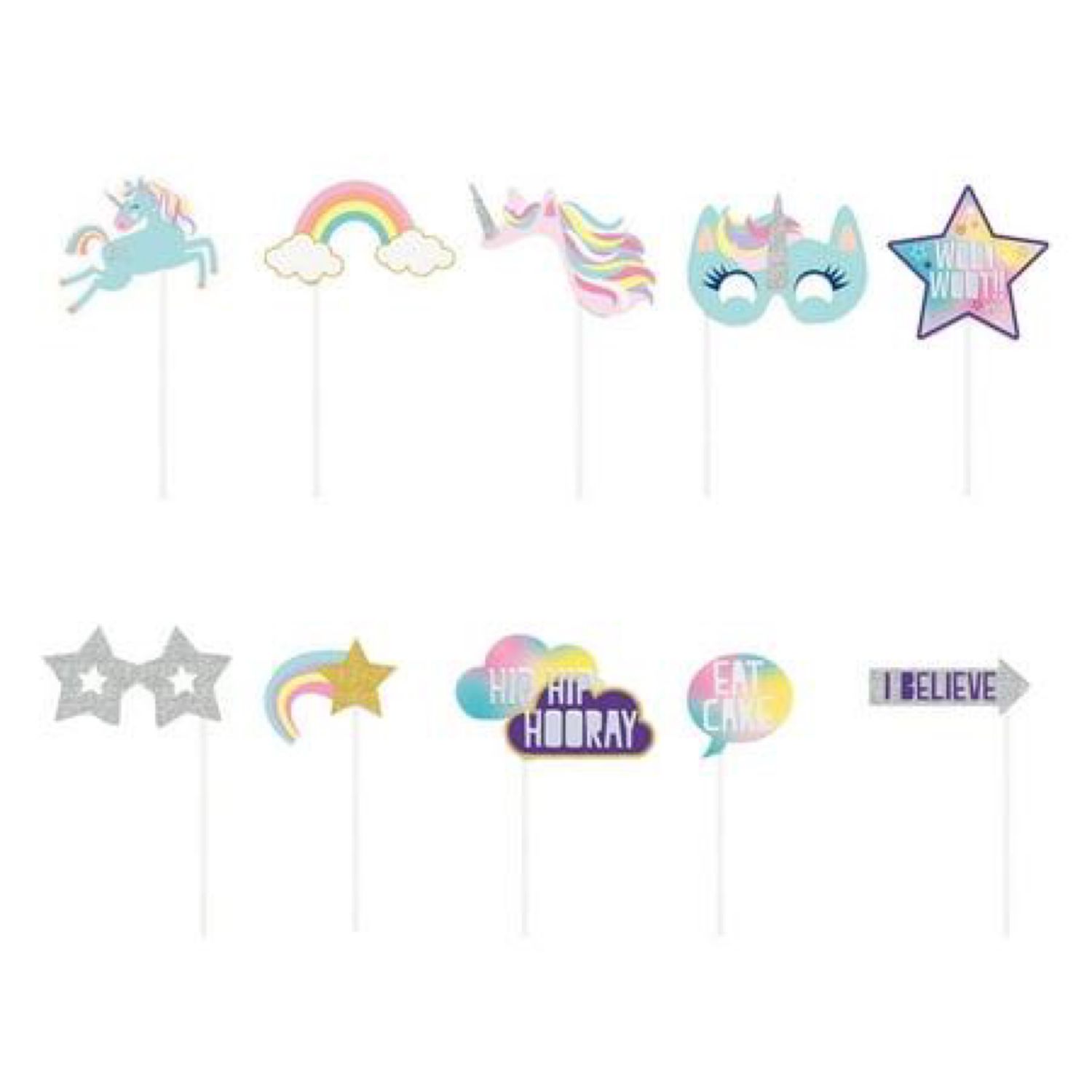 Foil Rainbow Unicorn Party Photo Booth Props