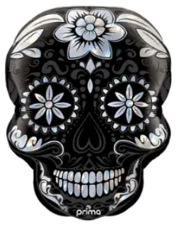 Blasck And Silver Sugar Skull Mylar