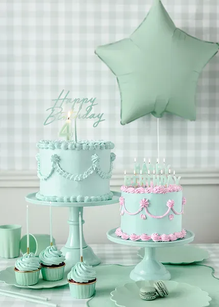 Acrylic Cake Topper Happy Birthday Matte Green 16.5cm