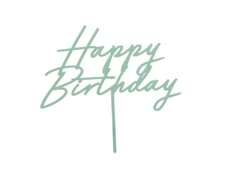 Acrylic Cake Topper Happy Birthday - Matte Green 16.5 cm Height