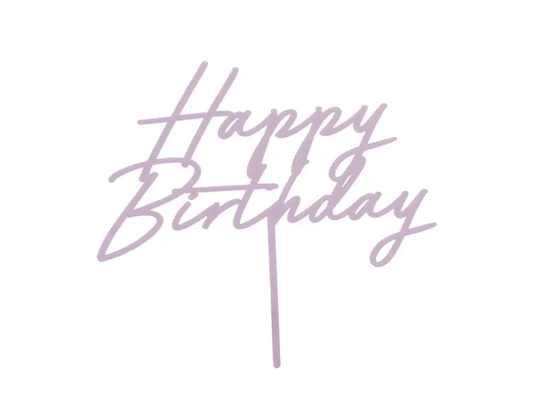 Acrylic Cake Topper Happy Birthday - Matte Purple 16.5 cm Height