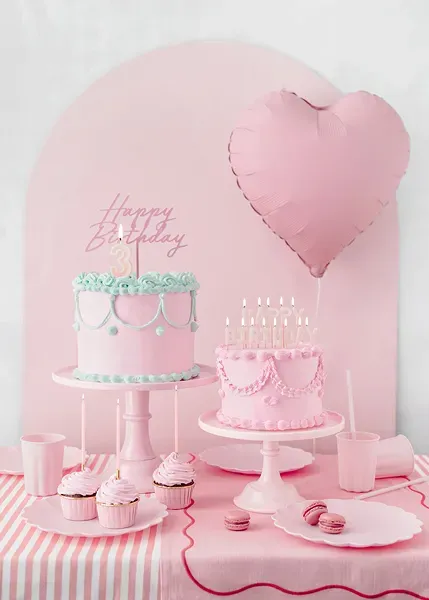 Acrylic Cake Topper Happy Birthday Light Pink 16.5cm