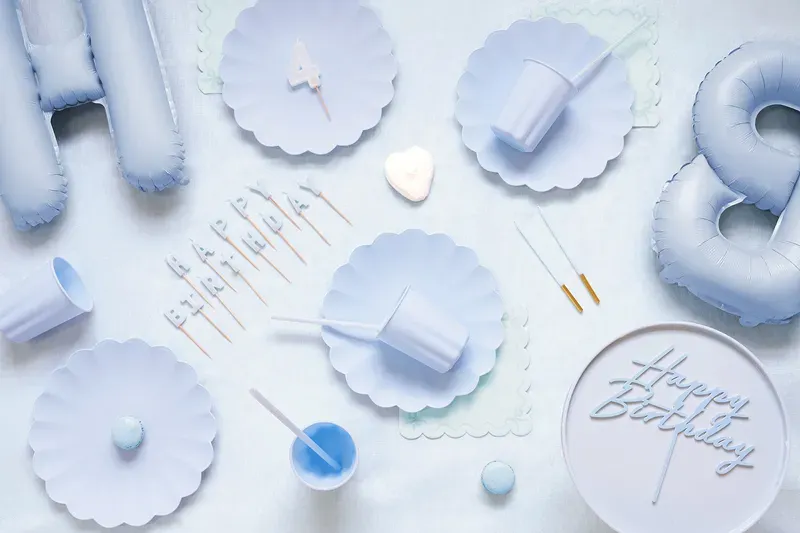 Plastic Plates Frill Light Blue 22x22cm