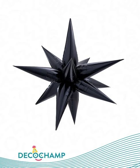 Decochamp Starburst Black Foil Balloon 3D Decoration 40in