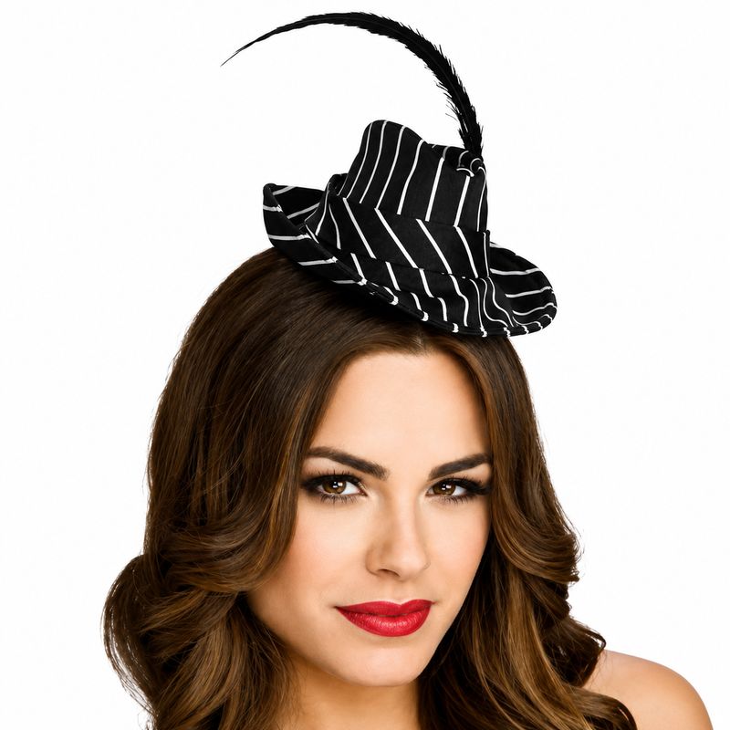 Sexy Womens White Black Mini Micro Fedora Costume Hat