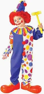 Clown Costume (Blue/Pokaodots) Child Size 12/14