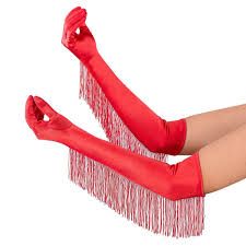 Red Long Satin Gloves
