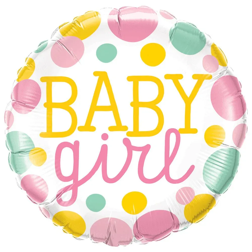 Foil Balloon Baby Girl Dots 18in
