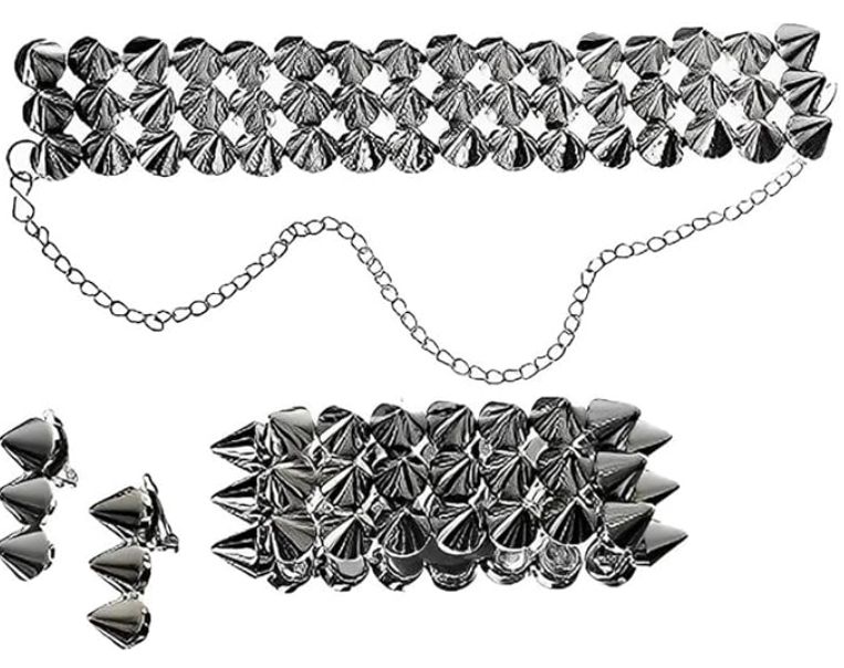 Spike Bracelet, Choker, and Earring set