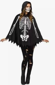 Skeleton Bone Pancho Adult One Size