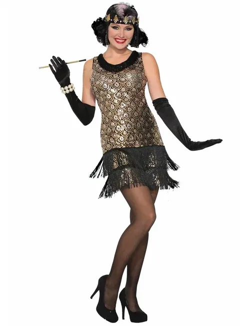 Black/Gold Flapper Adult Size 8-12