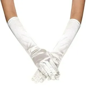White Long satin gloves