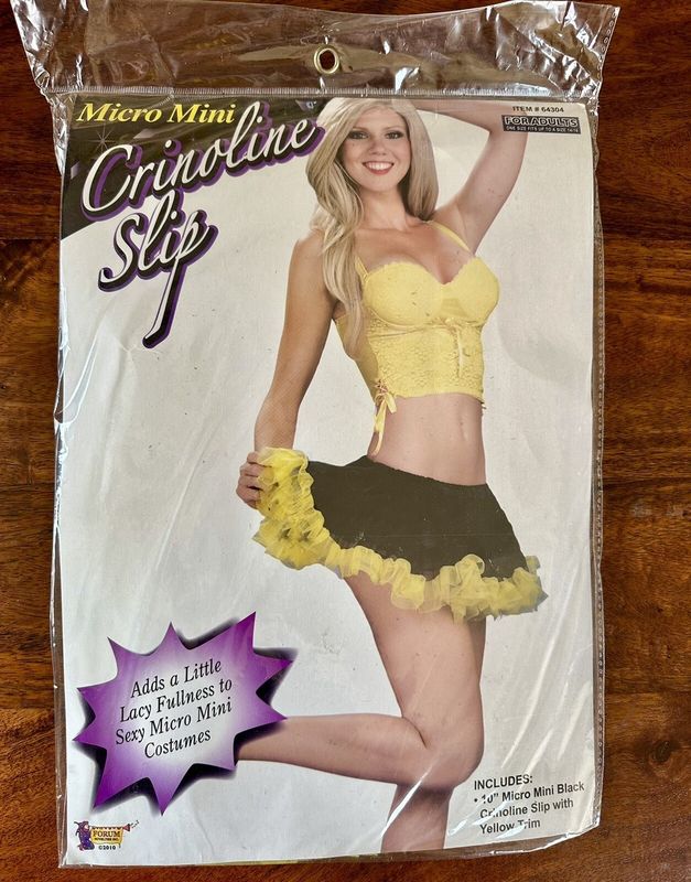 Black and Yellow Crinoline Slip Adult Up to Size 14/16