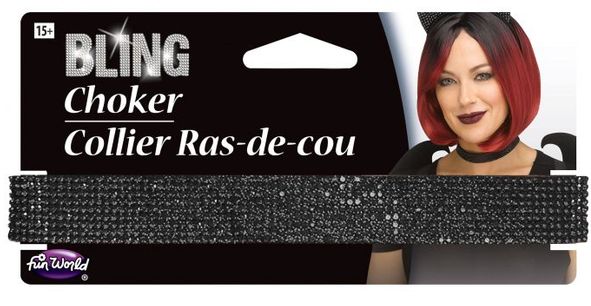 Rhinestone Black Choker Adult Necklace