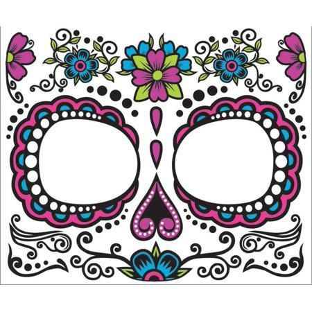 Floral Sugar Skull Dia de Muertos Tattoo for Face