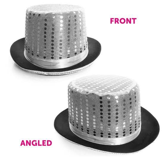Grey and Black Sequince Top Hat