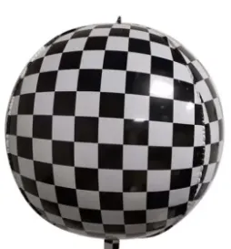 Foil Balloon Orbz  Checkered 16in
