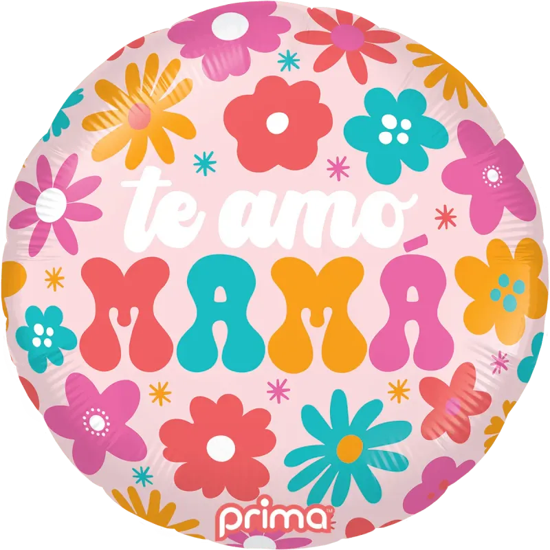 Foil Balloon Te Amo Mama Retro Flowers 18in
