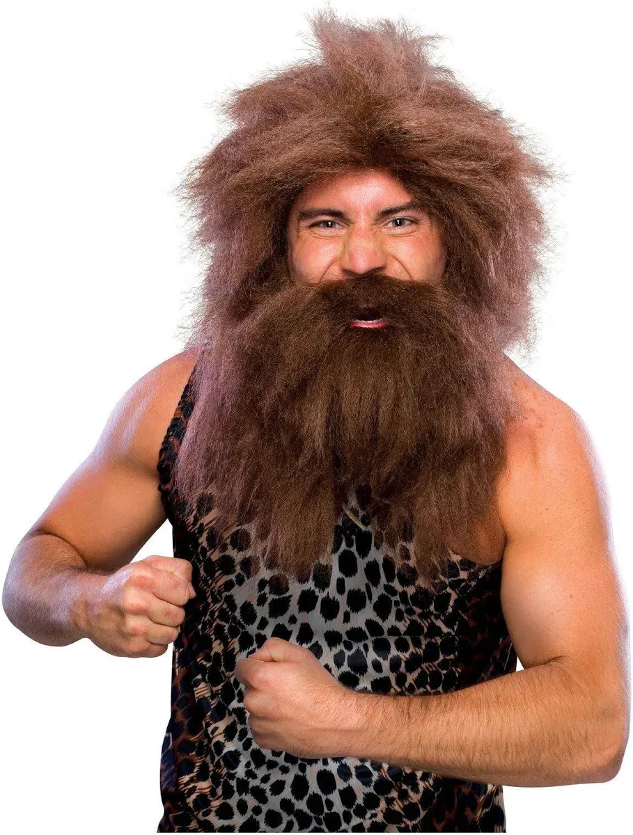 Prehistoric Beard & Wig Set Brown