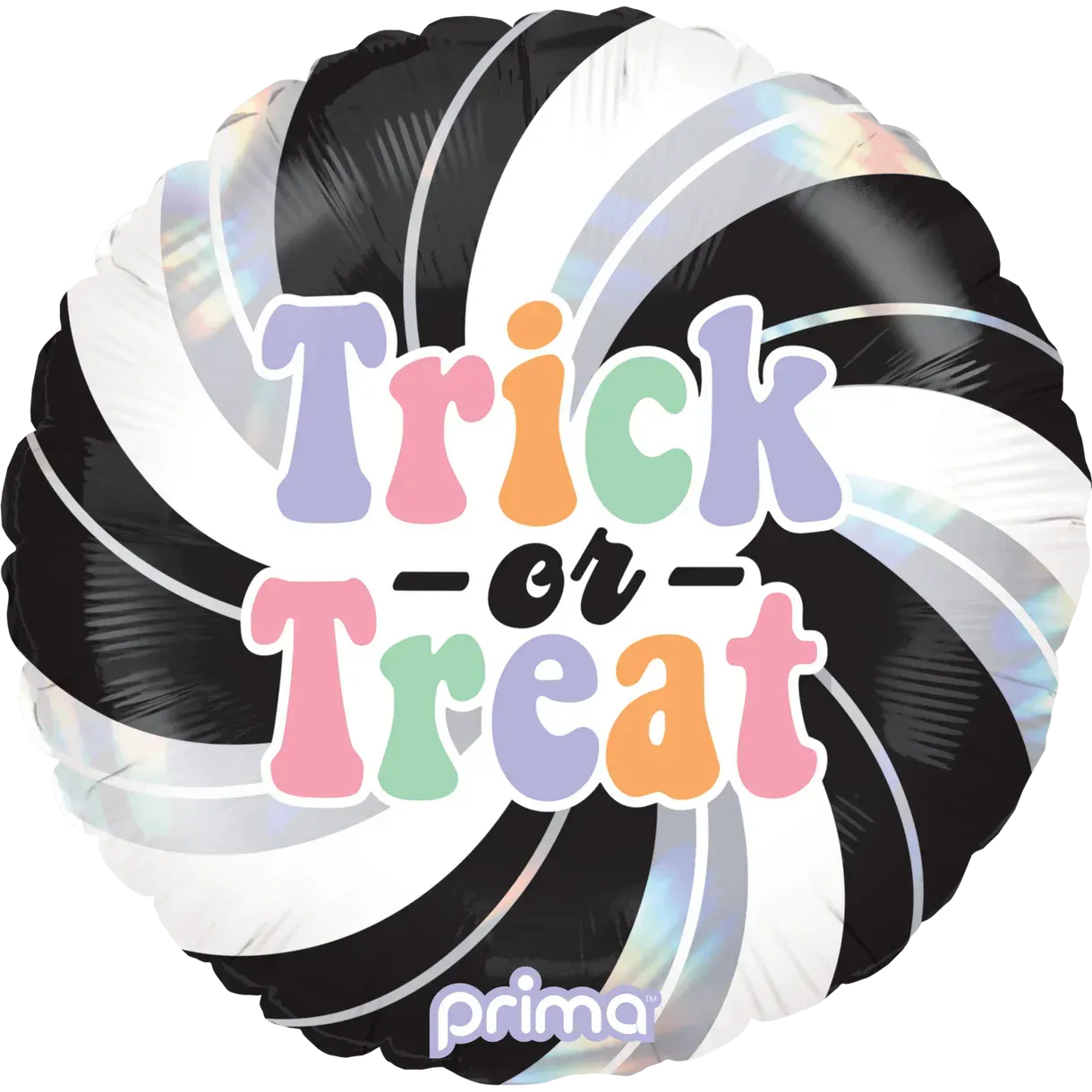 Foil Balloon Trick-or-Treat Holographic Swirl 18in