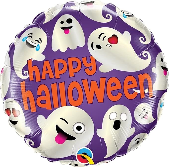 Qualatex Foil Balloon Happy Halloween Emoticon Ghost 18in Foil Balloon