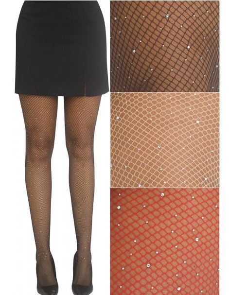 Black Rhinestone Fishnet One Size