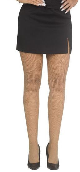 Beige Rhinestone Fishnet