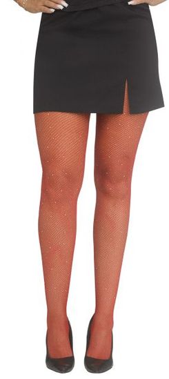 Red Rhinestone Fishnet One Size