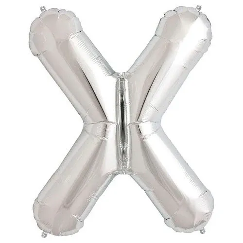 Foil Balloon Letter X Silver 34in