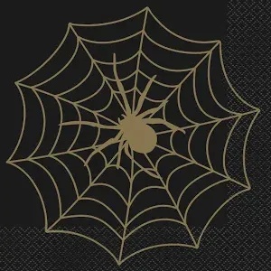 Black And Gold Spider Web Lunch Napkins (16ct)