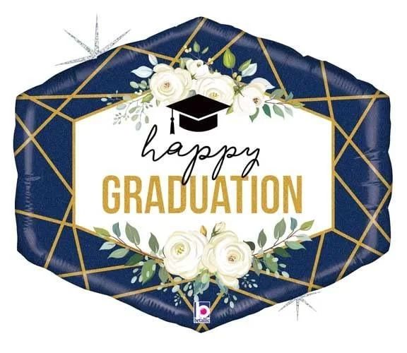 30in Graduation Geo Navy Balloon