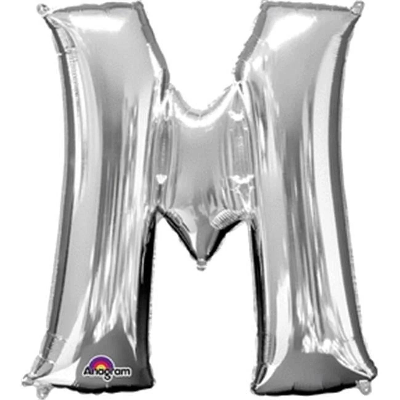 Letter Balloons 34" Silver Letter M